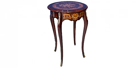 Πλαινό Τραπεζάκι Louis XV Στρογγυλό μαρκετερί (1066)