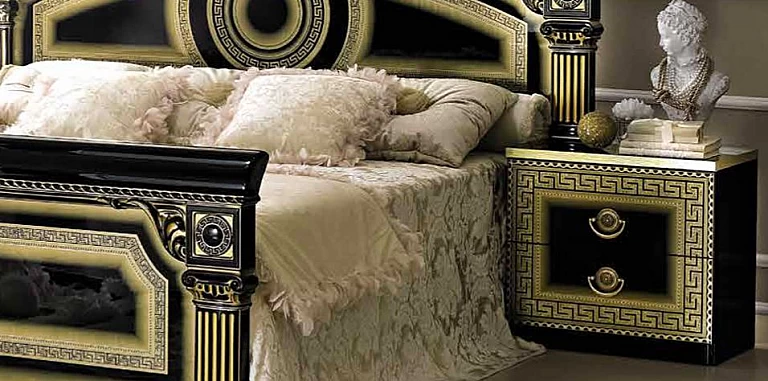 Σετ κρεβατοκάμαρας AIDA μαύρο-χρυσό (AIS3 SET) ΚΡΕΒΑΤΟΚΑΜΑΡΑ ΣΕΤ