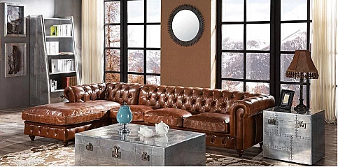 Γωνιακός καναπές Chesterfield (041L)