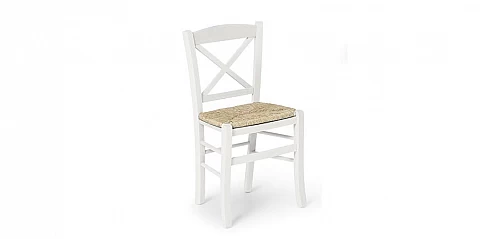 Καρέκλα λευκή με ψάθα (0714)
