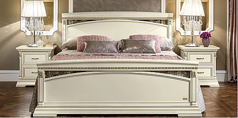 Κρεβάτι διπλό σε λευκή πατίνα Ιταλικό (TREA) (160Χ200) ΣΕΤ ΕΚΘΕΣΙΑΚΟ