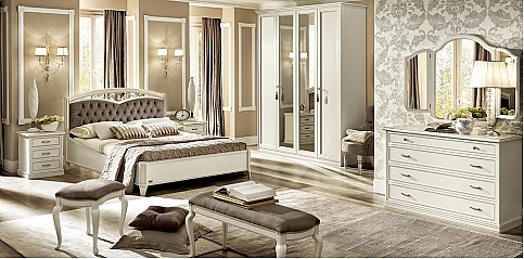 Σετ κρεβατοκάμαρα Ιταλική- Διπλό κρεβάτι με καπιτονέ κεφαλάρι (NOSTALGIA)