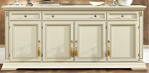 Μεγάλος μπουφές κλασικός σε λευκή πατίνα TREVISO (TRA4)