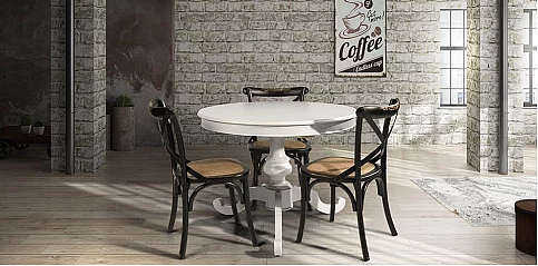 Τραπέζι τραπεζαρίας ροτόντα ανοιγόμενο λευκό (1468)