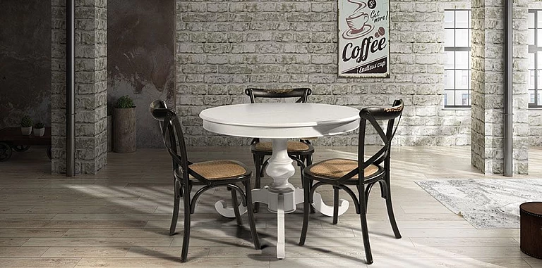 Τραπέζι τραπεζαρίας ροτόντα ανοιγόμενο λευκό (1468) ΤΡΑΠΕΖΙΑ ΤΡΑΠΕΖΑΡΙΑΣ