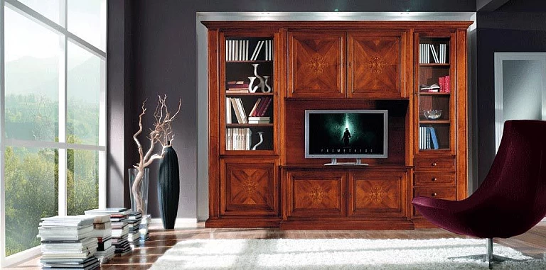 Σύνθεση σαλονιού σε φινίρισμα καρυδιάς (0550) ΒΙΒΛΙΟΘΗΚΗ