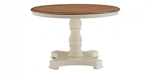 Τραπέζι τραπεζαρίας ροτόντα σε εκρού πατίνα vintage (GC13)