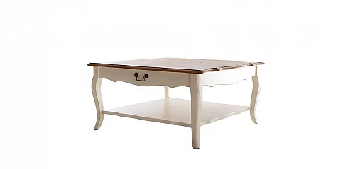 Τραπεζάκι σαλονιού τετράγωνο σε εκρού πατίνα vintage (GK31)