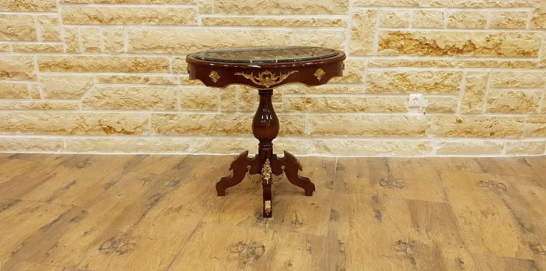 Οβάλ τραπεζάκι με μάρμαρο (1057A) ΤΡΑΠΕΖΑΚΙΑ ΛΑΜΠΑΣ Louis XV