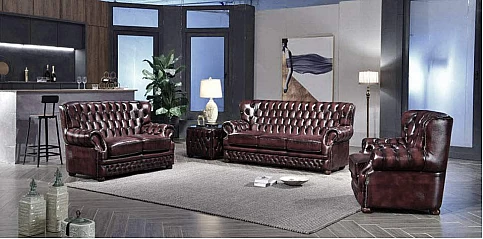 Σαλόνι Chesterfield δερμάτινο (90K3, 90K2)