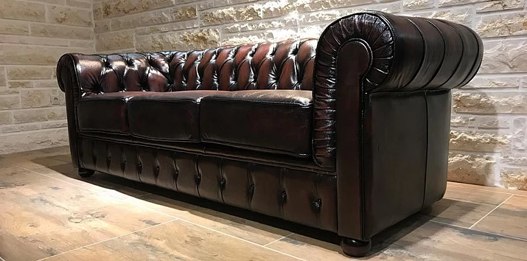 Τριθέσιος δερμάτινος καναπές (58K3) ΚΑΝΑΠΕΣ ΤΡΙΘΕΣΙΟΣ