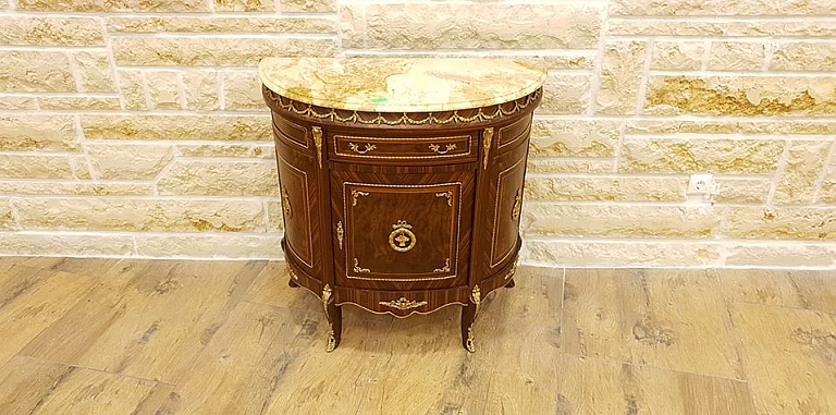 Μπαγιού ημικυκλικό σε ρίζα ελιάς (0016-A)  ΜΠΑΓΙΟΥ Louis XV