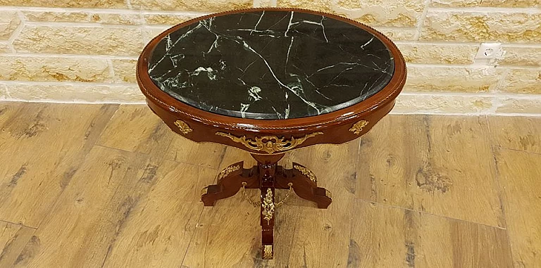 Οβάλ τραπεζάκι με μάρμαρο (1057A) ΤΡΑΠΕΖΑΚΙΑ ΛΑΜΠΑΣ Louis XV