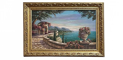 Οριζόντιος πίνακας σε χρυσή κορνίζα "Θέα" (0034)