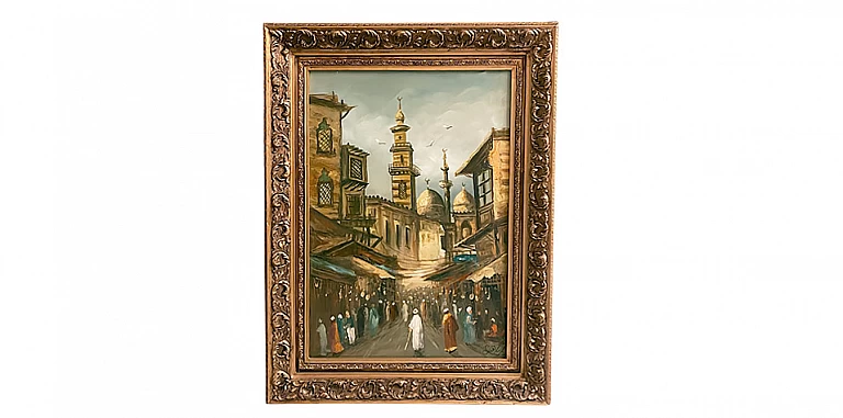 Διακοσμητικός πίνακας σε χρυσή κορνίζα "Αγορά" (0046) ΠΙΝΑΚΕΣ ΖΩΓΡΑΦΙΚΗΣ