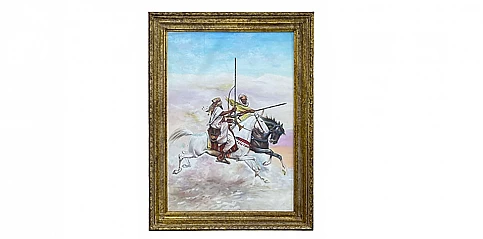 Διακοσμητικός πίνακας σε χρυσή κορνίζα "Knight warrior" (0019)