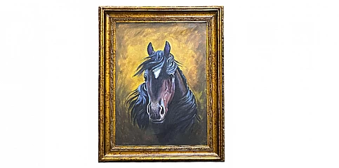 Διακοσμητικός πίνακας σε χρυσή κορνίζα "Άλογο" (0023)
