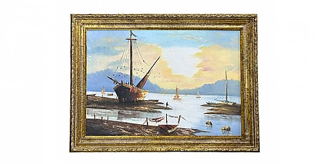 Διακοσμητικός πίνακας σε χρυσή κορνίζα "ΚΑΡΑΒΙ" (0020)