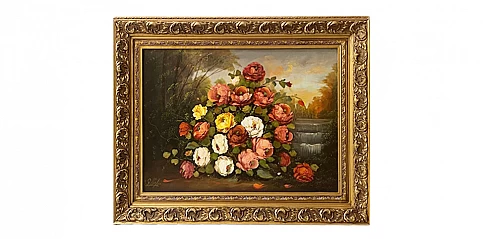 Διακοσμητικός πίνακας σε χρυσή κορνίζα "Λουλούδια" (0043)