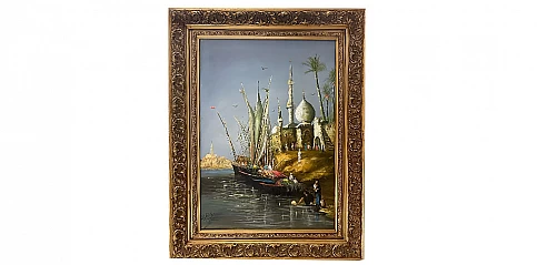 Διακοσμητικός πίνακας σε χρυσή κορνίζα "Τοπίο" (0044)