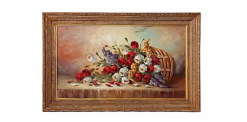 Διακοσμητικός πίνακας σε χρυσή κορνίζα "Λουλούδια" (0035)