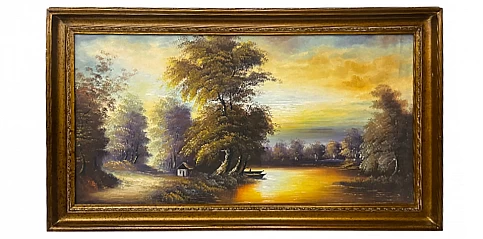 Διακοσμητικός πίνακας σε χρυσή κορνίζα "Ποτάμι" (0013)