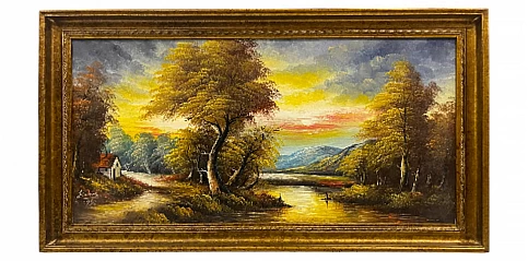 Διακοσμητικός πίνακας σε χρυσή κορνίζα "ΦΥΣΗ" (0015)