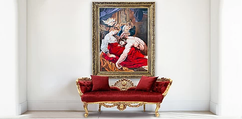 Διακοσμητικός πίνακας σε χρυσή κορνίζα "Σαμψών και Δαλιδά" (0001)