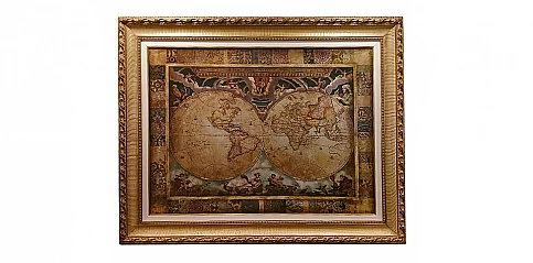 Μεγάλος πίνακας σε χρυσή κορνίζα "Υδρόγειος" (0675)