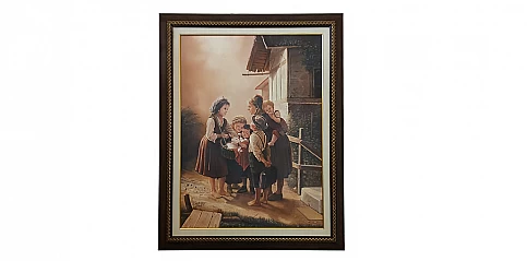 Πίνακας σε καφέ κορνίζα "Γειτονιά" (CHILD)