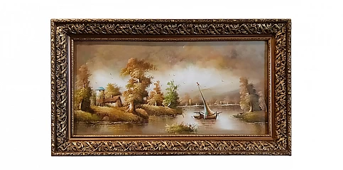 Πίνακας σε κορνίζα με ελαιογραφία χειρός "Τοπίο" (0003A)