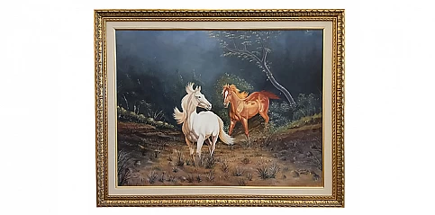Πίνακας σε χρυσή κορνίζα "Άλογα" (HORS2)