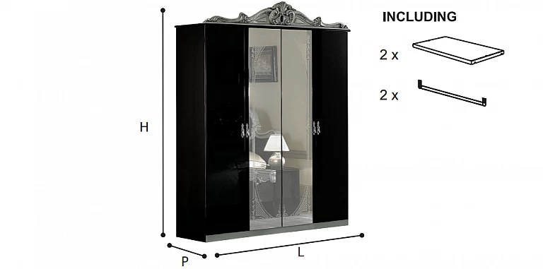 Ντουλάπα τετράφυλλη εκρού BAROCCO (BRI4) ΝΤΟΥΛΑΠΕΣ