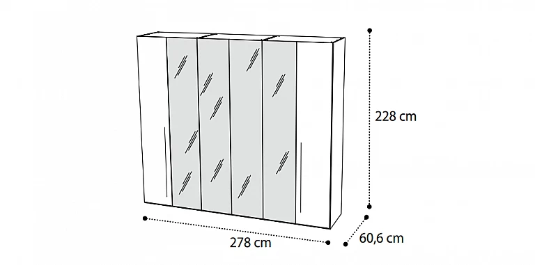 Ντουλάπα ρούχων εκρού PLATINUM (PLAS6)   ΝΤΟΥΛΑΠΕΣ