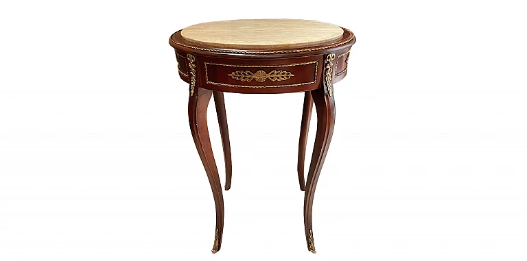 Κλασικό τραπεζάκι οβάλ με μάρμαρο (1498-A) ΤΡΑΠΕΖΑΚΙΑ ΛΑΜΠΑΣ Louis XV