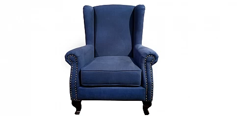 Μπερζέρα πολυθρόνα σε λινό ύφασμα (BLUE)