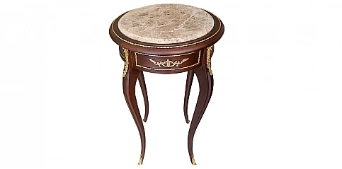 Στρογγυλό τραπεζάκι με μάρμαρο (0004-B) 