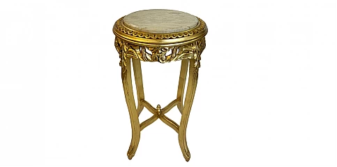 Τραπεζάκι στρογγυλό χρυσό με μάρμαρο (1001) 