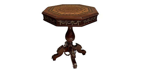 Μπαρόκ Τραπεζάκι Εξάγωνο με Μαρκετερί (1081)