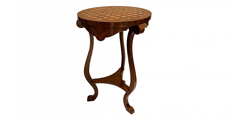 Τραπεζάκι κλασικό με καπλαμά σε μοτίβο λουλουδιών (0008)-ΤΡΑΠΕΖΑΚΙΑ ΛΑΜΠΑΣ Louis XV
