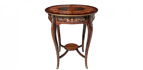 Βοηθητικό Τραπεζάκι Σαλονιού σε Στυλ Louis XV Οβάλ με συρτάρι (1037)