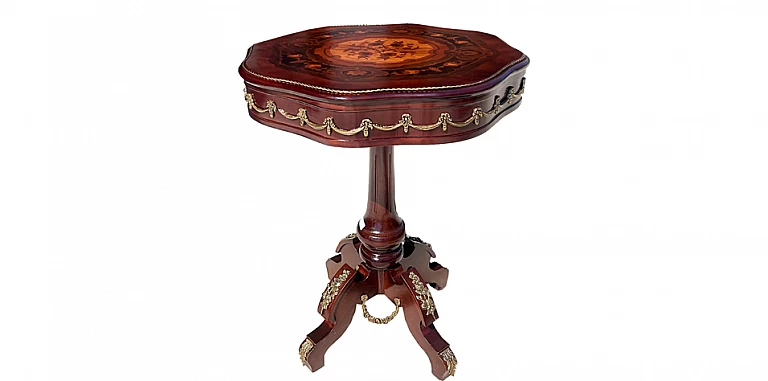 Τραπέζι στρογγυλό με μαρκιτερί (0007)-ΤΡΑΠΕΖΑΚΙΑ ΛΑΜΠΑΣ Louis XV