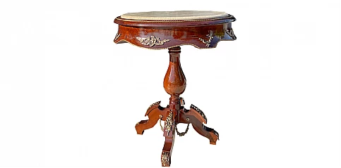 Χειροποίητο Τραπεζάκι Louis XV Ξυλόγλυπτο με Μαρμάρινη Επιφάνεια (1505)