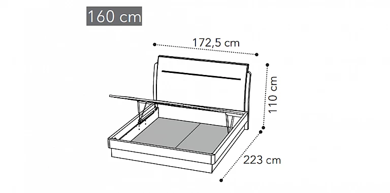 Διπλό κρεβάτι με αποθήκευση σε μοντέρνο στυλ (ORNS16) ΚΡΕΒΑΤΙ