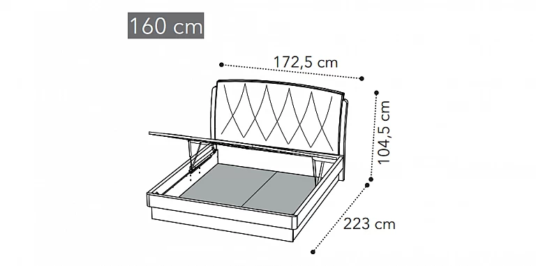 Κρεβάτι διπλό με αποθήκευση σε μπλε βελούδο αλέκιαστο TIARS16 ΚΡΕΒΑΤΙ