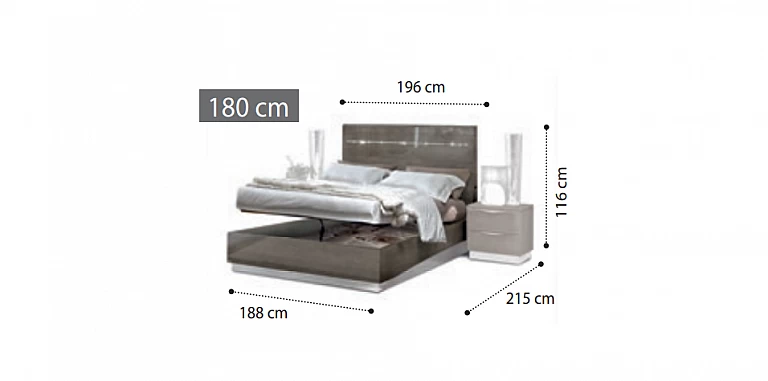 Κρεβάτι υπέρδιπλο με αποθηκευτικό χώρο Platinum (PLASA18) ΚΡΕΒΑΤΙ