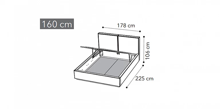 Κρεβάτι με αποθήκευση υφασμάτινο (CUBΑ) 160x200 ΚΡΕΒΑΤΙ