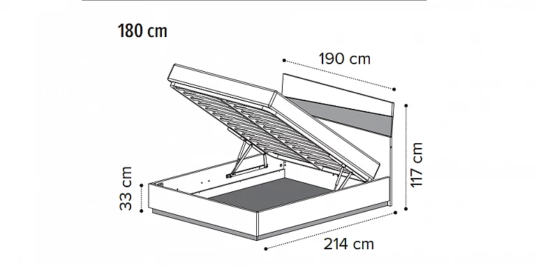 Κρεβάτι υπέρδιπλο με αποθήκευση λευκό (ALBS2) (180Χ200) ΚΡΕΒΑΤΙ
