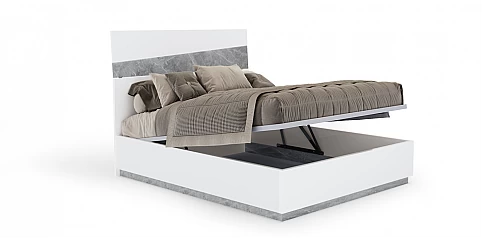 Κρεβάτι διπλό με αποθήκευση λευκό (ALBS) 