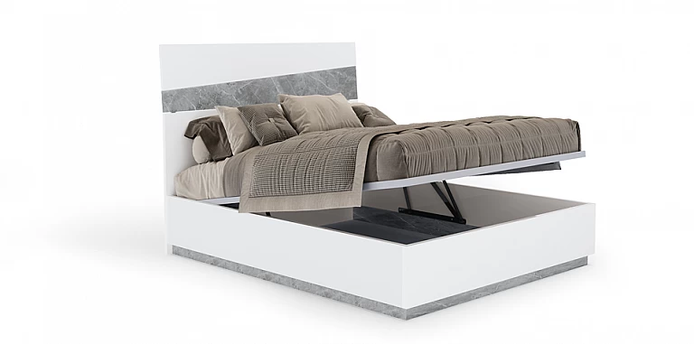 Κρεβάτι διπλό με αποθήκευση λευκό (ALBS)  ΚΡΕΒΑΤΙ